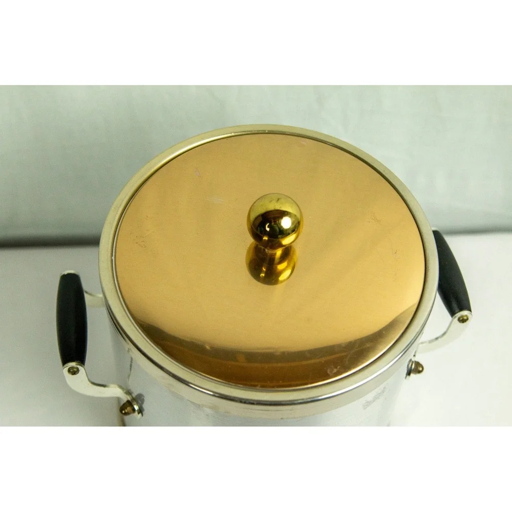 Vintage Kraftware NYC Schweppes Insulated Ice Bucket Aluminum Gold Tone Barware